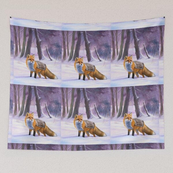 Item preview, Fox Portrait. Winter season, snowy fox, vintage fox, fox painting, Claude Monet style designed and sold by FoxVibes.
