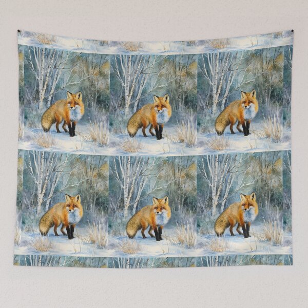 Artikelvorschau, Fuchs-Porträt. Wintersaison, Schneefuchs, Vintage-Fuchs, Fuchs-Malerei, Claude Monet-Stil entworfen und verkauft von FoxVibes.