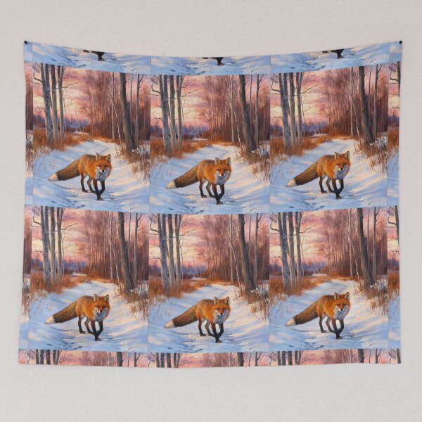 Item preview, Fox Portrait. Winter season, snowy fox, vintage fox, fox painting, Claude Monet style designed and sold by FoxVibes.