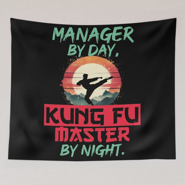 Item preview, Vintage Kung Fu Master & Manager Dual Life | T-Shirt Design | designed and sold by TheInkyOwl-TIO.