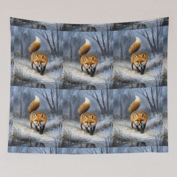 Item preview, Fox Portrait. Winter season, snowy fox, vintage fox, fox painting, Claude Monet style designed and sold by FoxVibes.