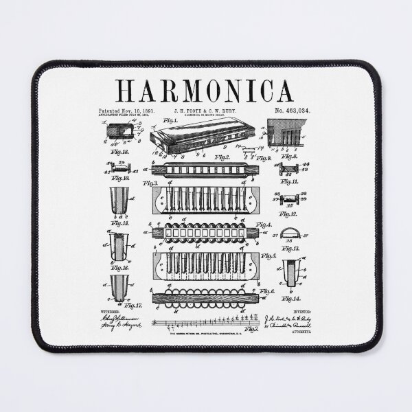 Item preview, Harmonica Player Mouth Organ Music Instrument Vintage Patent designed and sold by GrandeDuc.