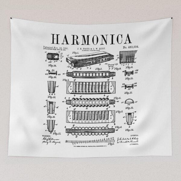 Item preview, Harmonica Player Mouth Organ Music Instrument Vintage Patent designed and sold by GrandeDuc.