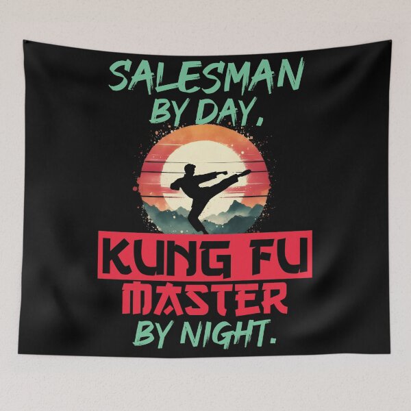 Item preview, Vintage Kung Fu Master & Salesman Dual Life | T-Shirt Design | designed and sold by TheInkyOwl-TIO.