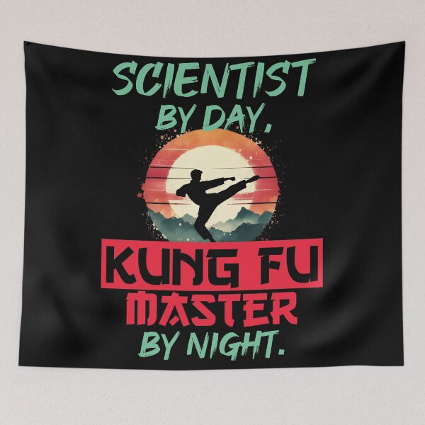 Item preview, Vintage Kung Fu Master & Scientist Dual Life | T-Shirt Design | designed and sold by TheInkyOwl-TIO.