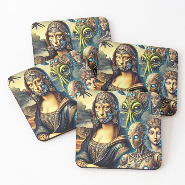 Item preview, Steampunk Mona Lisa and Alien Companions - Futuristic Classic Art	 designed and sold by GPTNHULMM.