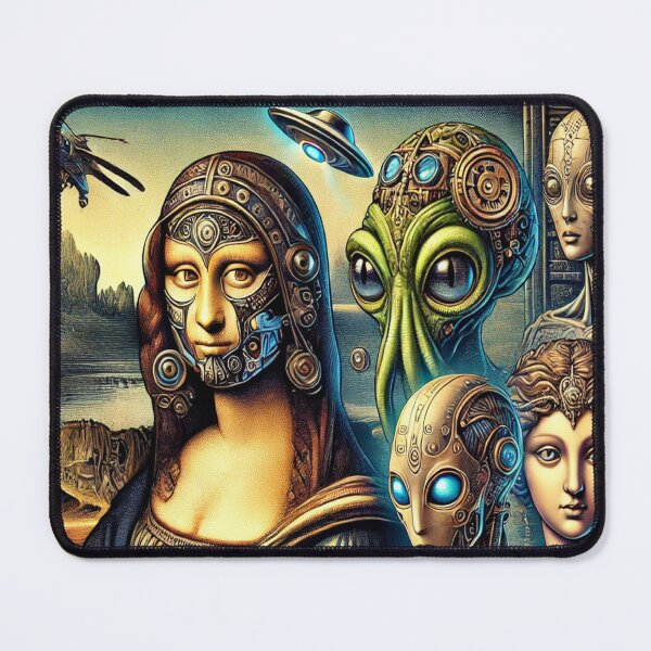 Item preview, Steampunk Mona Lisa and Alien Companions - Futuristic Classic Art	 designed and sold by GPTNHULMM.