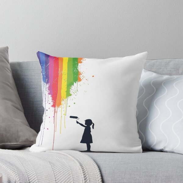 Item preview, Banksy-Inspired Girl with Rainbow Paint Roller designed and sold by Guesso.