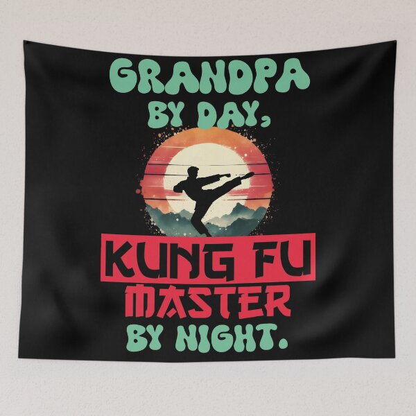 Item preview, Vintage Kung Fu Master & Grandpa Dual Life | T-Shirt Design | designed and sold by TheInkyOwl-TIO.