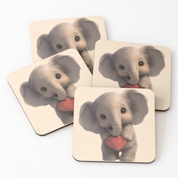 Item preview, Cute baby elephant with red heart designed and sold by MyMagicPixel.