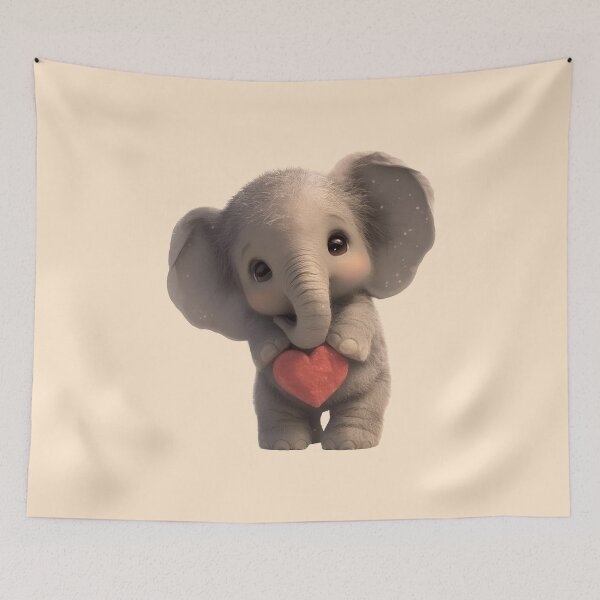 Item preview, Cute baby elephant with red heart designed and sold by MyMagicPixel.