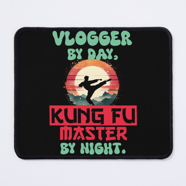 Item preview, Vintage Kung Fu Master & Vlogger Dual Life | T-Shirt Design | designed and sold by TheInkyOwl-TIO.
