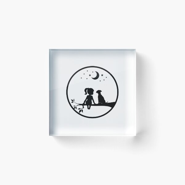 Item preview, A girl and her dog watching the moon designed and sold by Made-by-Gus.