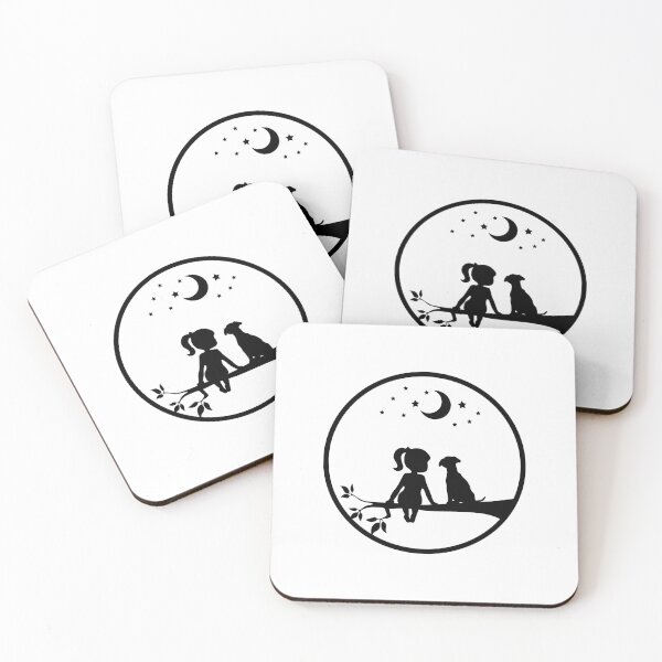 Item preview, A girl and her dog watching the moon designed and sold by Made-by-Gus.