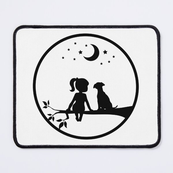 Item preview, A girl and her dog watching the moon designed and sold by Made-by-Gus.