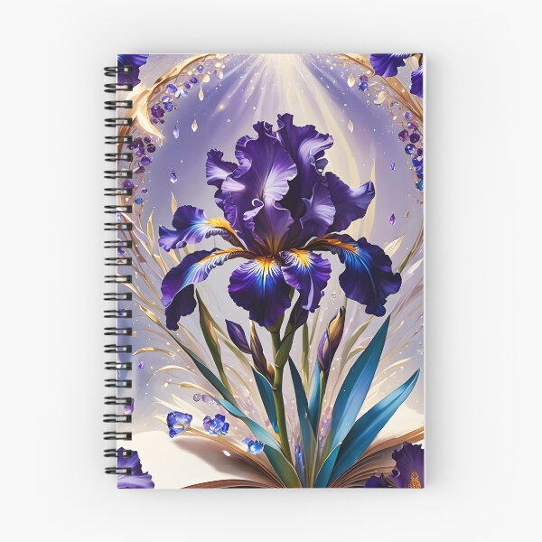 Item preview, Iris bursting from a book with crystal and golden decorations designed and sold by EmeraldeaArt.