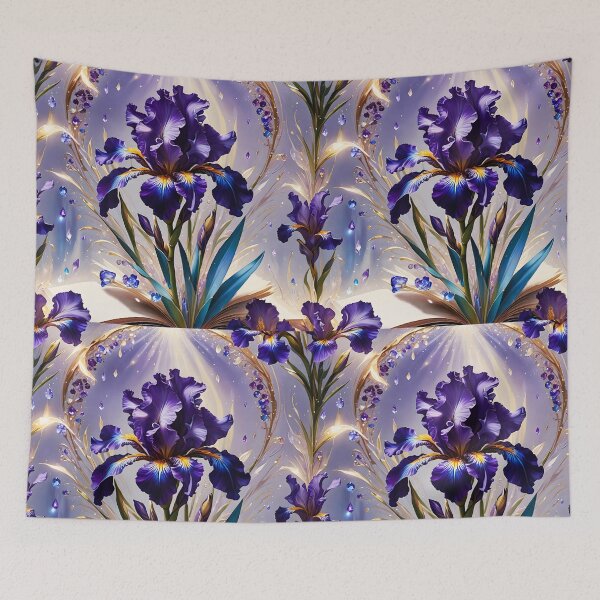 Item preview, Iris bursting from a book with crystal and golden decorations designed and sold by EmeraldeaArt.