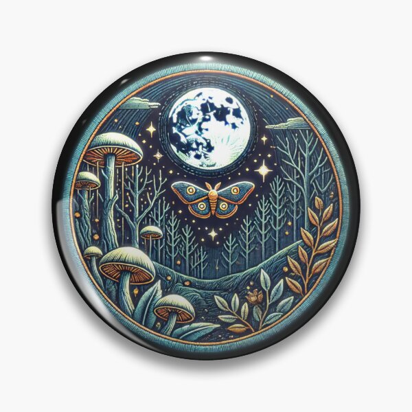 Item preview, Moon Moth Mushroom Embroidery effect badge designed and sold by CritterManiaUK.