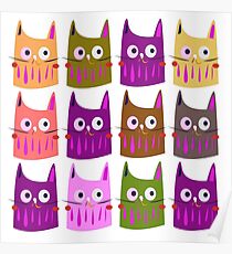 Little Cute kittens / Painted cartoon Poster