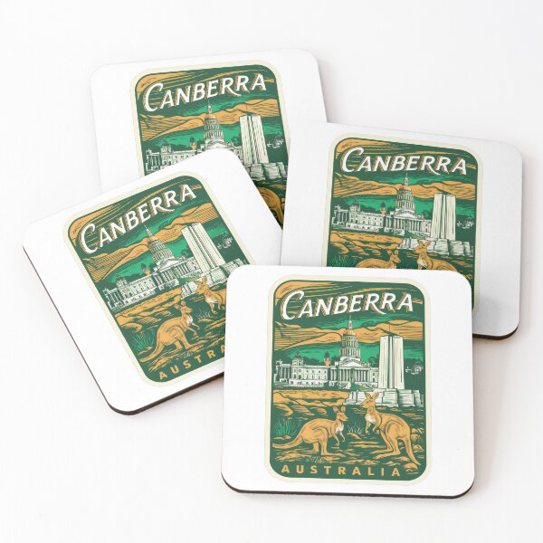Item preview, Vintage Canberra travel poster - Retro Australia poster with kangaroos designed and sold by pod24.