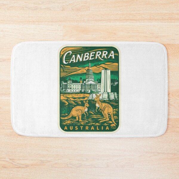 Item preview, Vintage Canberra travel poster - Retro Australia poster with kangaroos designed and sold by pod24.