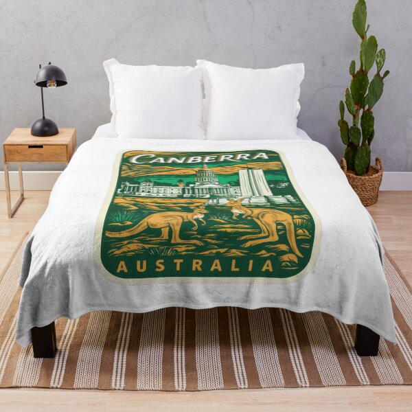 Item preview, Vintage Canberra travel poster - Retro Australia poster with kangaroos designed and sold by pod24.