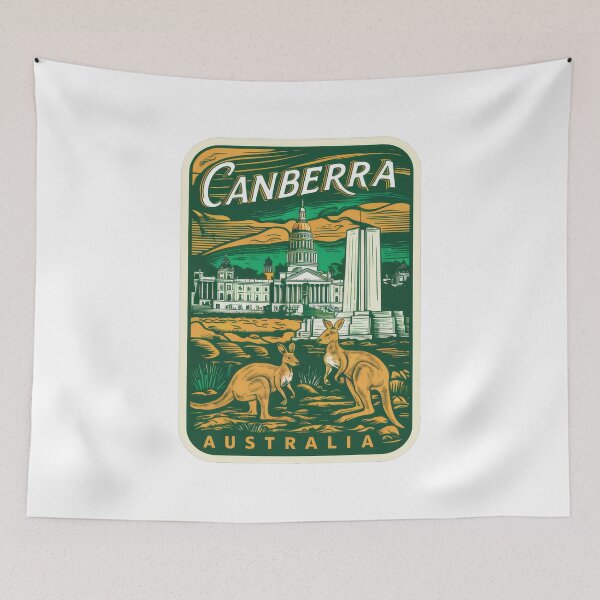 Item preview, Vintage Canberra travel poster - Retro Australia poster with kangaroos designed and sold by pod24.