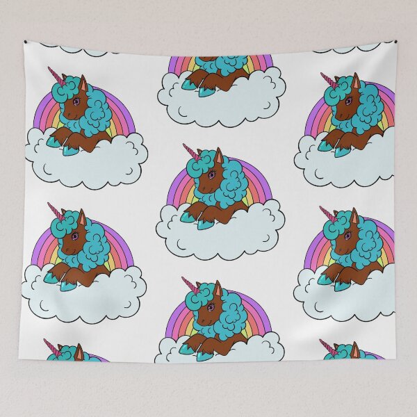 Item preview, Afro Blue Unicorn with Rainbow | T-Shirt for Girls designed and sold by Shakira Rivers.