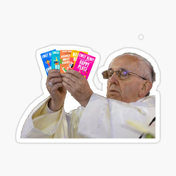 Item preview, Pope holding Emily Henry books designed and sold by Alexis Liszewski.