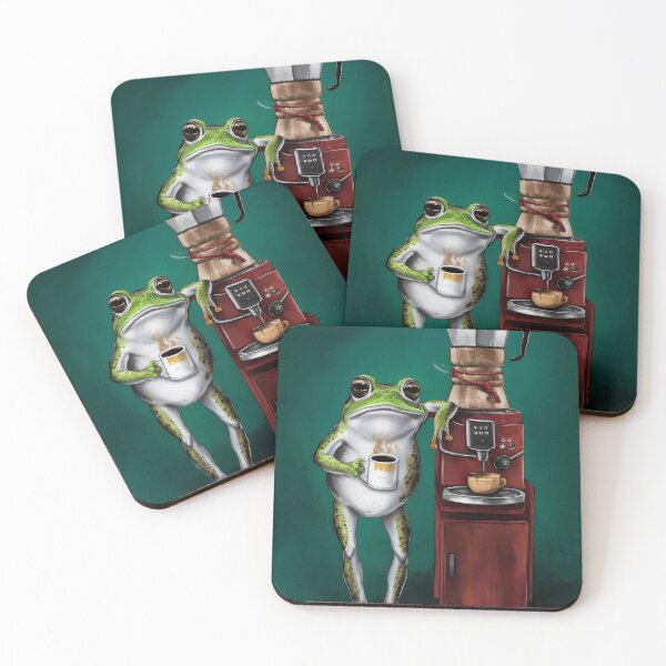 Item preview, Frog on coffee. designed and sold by MyHappyArtShop.