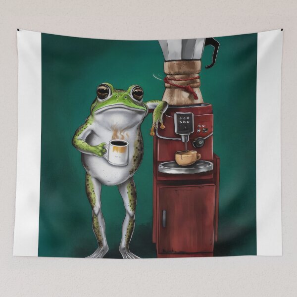Item preview, Frog on coffee. designed and sold by MyHappyArtShop.