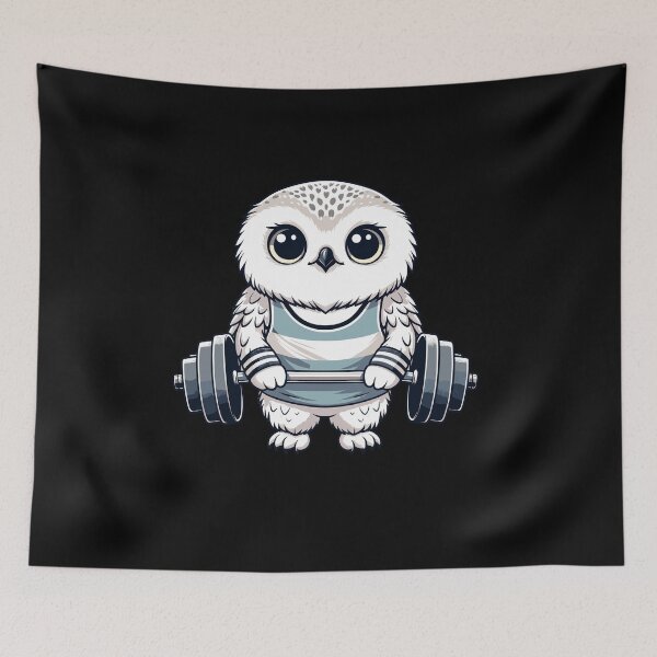 Item preview, Cute Snowy Owl Workout Barbell Fitness Lover designed and sold by Dressed For  Duty.