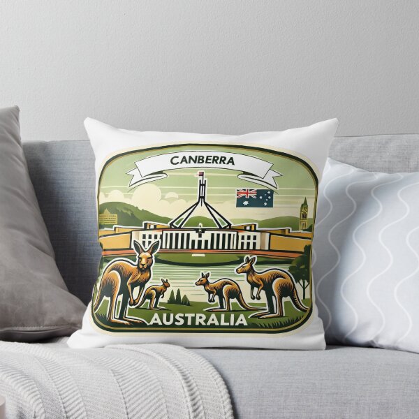 Item preview, Vintage Canberra Minimalist - Retro Australia travel sticker with kangaroos designed and sold by pod24.