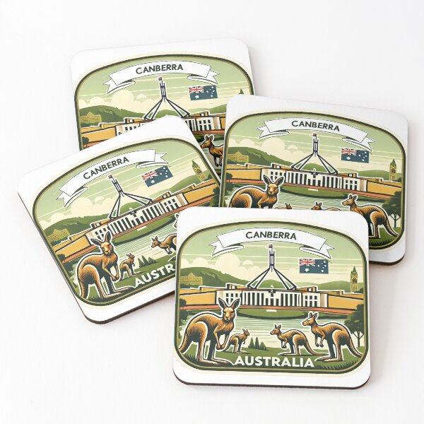 Item preview, Vintage Canberra Minimalist - Retro Australia travel sticker with kangaroos designed and sold by pod24.