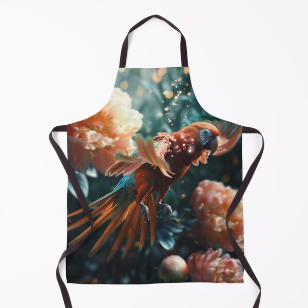 Item preview, Ara bird, ara parrot in magic rainy forrest peonies designed and sold by anetajanes.