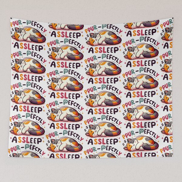 Item preview, Purrfeclty asleep cute colorful cat watercolor designed and sold by lliiaa1111.