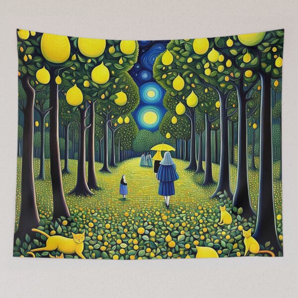 Item preview, Ladies and cats in Lemon Grove designed and sold by George Hutton Hunter.
