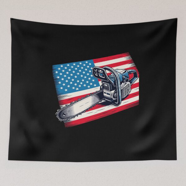 Item preview, Patriotic American Flag 4th Of July Chainsaw Logger designed and sold by Dressed For  Duty.