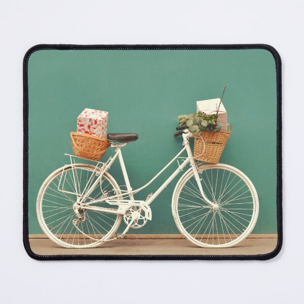 Item preview, White Bicycle Leaning on Teal Wall - Vintage Cycling designed and sold by CarolinaReina.