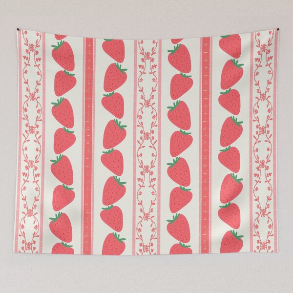 Item preview, Strawberries Stripes Pattern Red designed and sold by Anis Illustration.