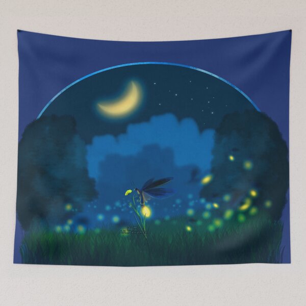 Item preview, Summer Night Firefly Painting designed and sold by AK-Hevonen.