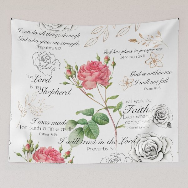 Item preview, Positive affirmations Christian inspirational Bible verses roses flowers butterfly designed and sold by Inktown.