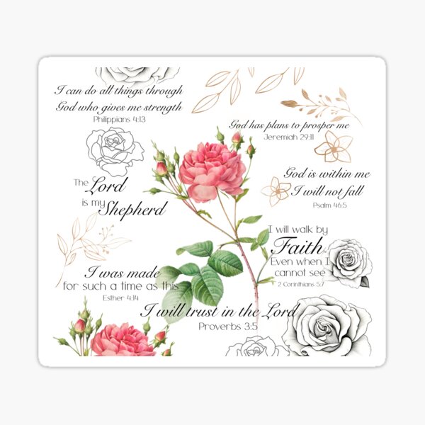 Artikel-Vorschau von Positive Affirmationen Christliche inspirierende Bibelverse Rosen Blumen Schmetterling, designt und verkauft von Inktown.
