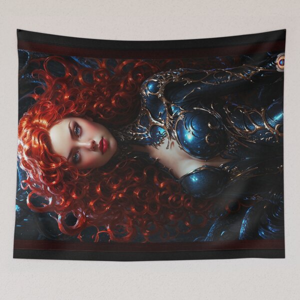 Item preview, A Mystical Redhead Raven Beauty AI Concept Art Stunning Portrait by Xzendo7 designed and sold by Xzendor7 Digital Art Creations.