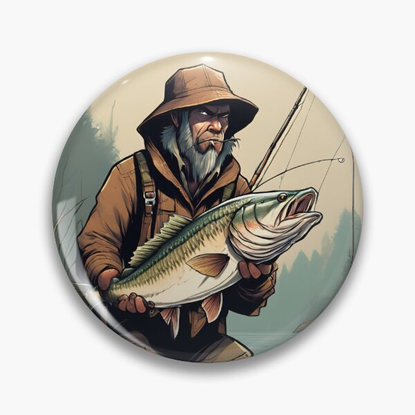 Artikelvorschau, Angler mit gefangenem Fisch entworfen und verkauft von PXEpic.