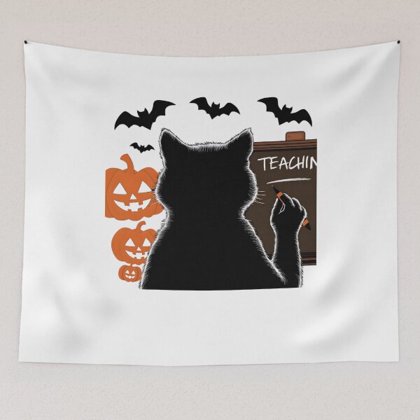Item preview, Black Cat Teacher Halloween Teaching Pumpkins and Bats designed and sold by clothesy7.