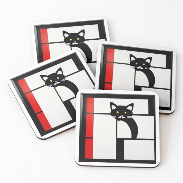 Item preview, Moderne Cat black white red designed and sold by Cotton-station.
