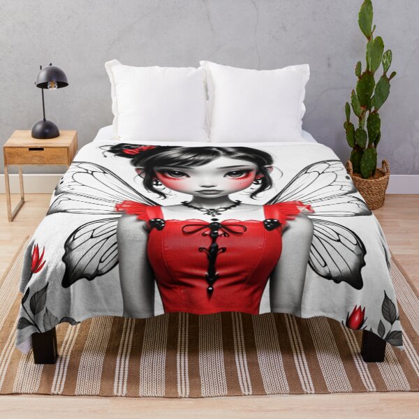 Item preview, Butterfly Fairy In Red Dress Digital Art designed and sold by Bunmigraphics .