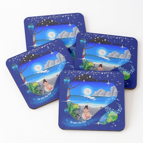 Item preview, Go with the flow - imaginary beach full moon evening designed and sold by GabiVitryArt.