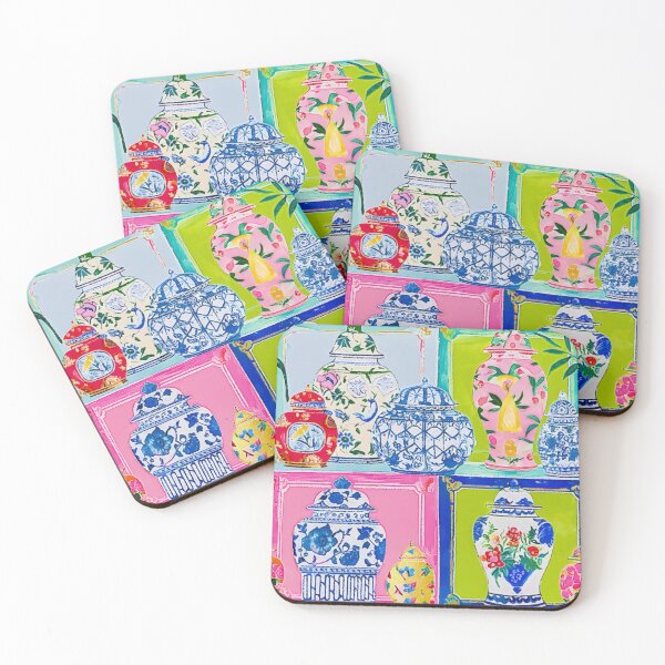 Item preview, Preppy ginger jars patchwork designed and sold by SophieClimaArt.